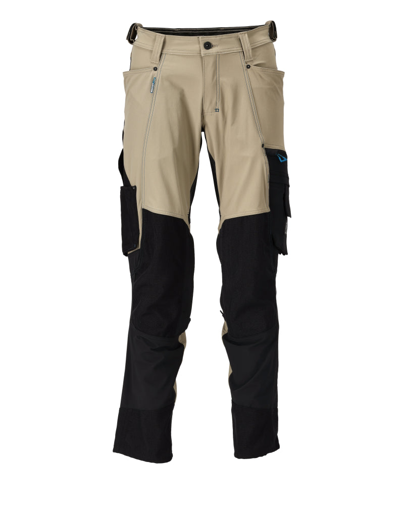 Mascot Advanced Broek 23179-311 kniezakken ULtimate Stretch waterafstotend lichtgewicht lichtkhaki-zwart(5509)