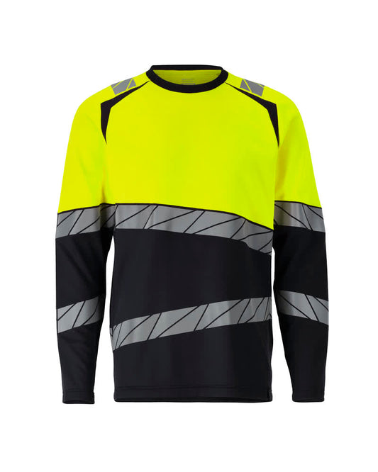 Mascot Accelerate safe T-shirt 25081-771 lange mouwen HiVis donker marineblauw-fluo geel(01017)