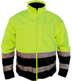 M-Wear Softshell jas 1300 fluo geel-marineblauw