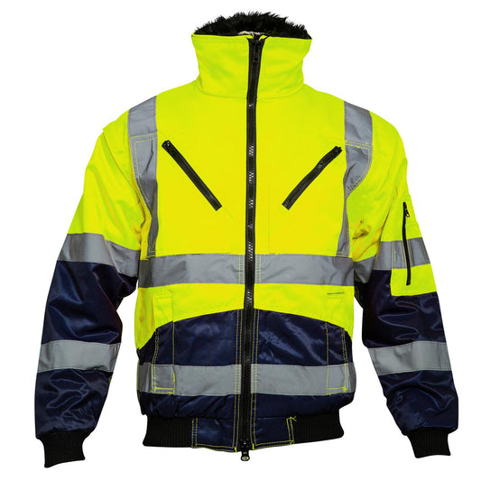 OXXA Essential Jassen Agatha 0962 HiVis Uitneembare voering- mouwen fluo geel-marineblauw