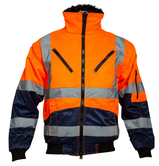 OXXA Essential Pilotjack Agatha 0962 HiVis Uitneembare voering- mouwen fluo oranje-donkerblauw
