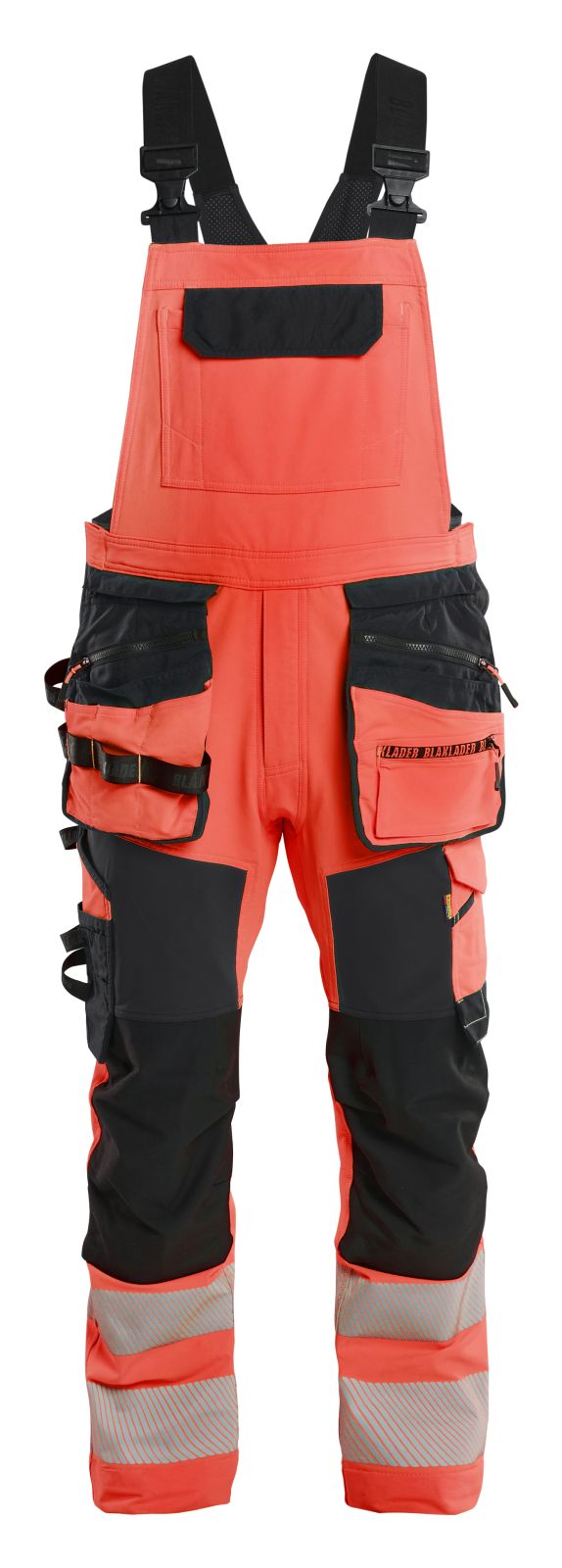 Blaklader High vis 4-weg stretch Bretelbroeken 26261648 HiVis fluo rood-zwart(5599)