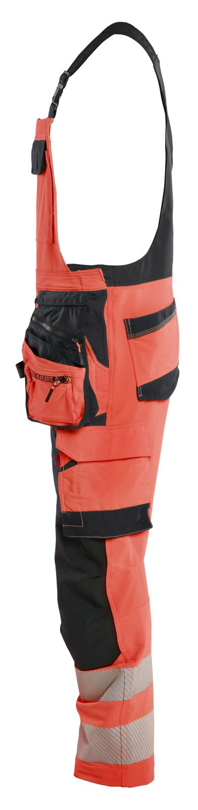 Blaklader High vis 4-weg stretch Bretelbroeken 26261648 HiVis fluo rood-zwart(5599)