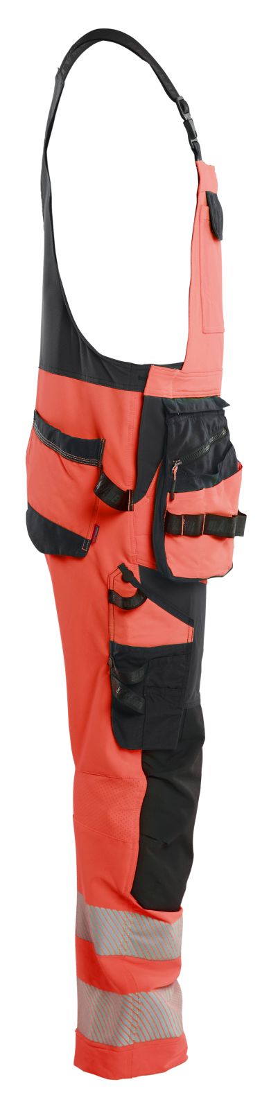 Blaklader High vis 4-weg stretch Bretelbroeken 26261648 HiVis fluo rood-zwart(5599)