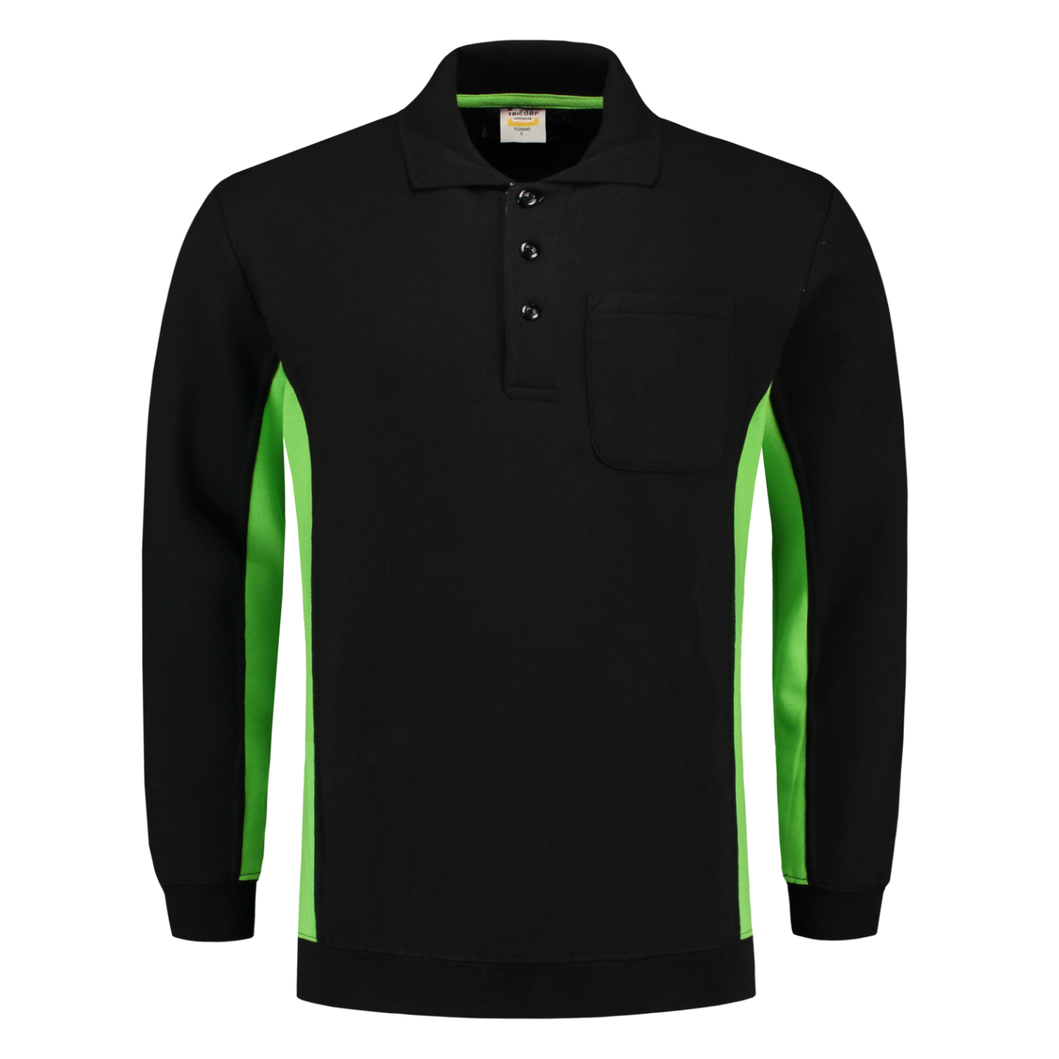 Tricorp Workwear Polosweaters 302001-TS2000 zwart-limoen(blacklime)