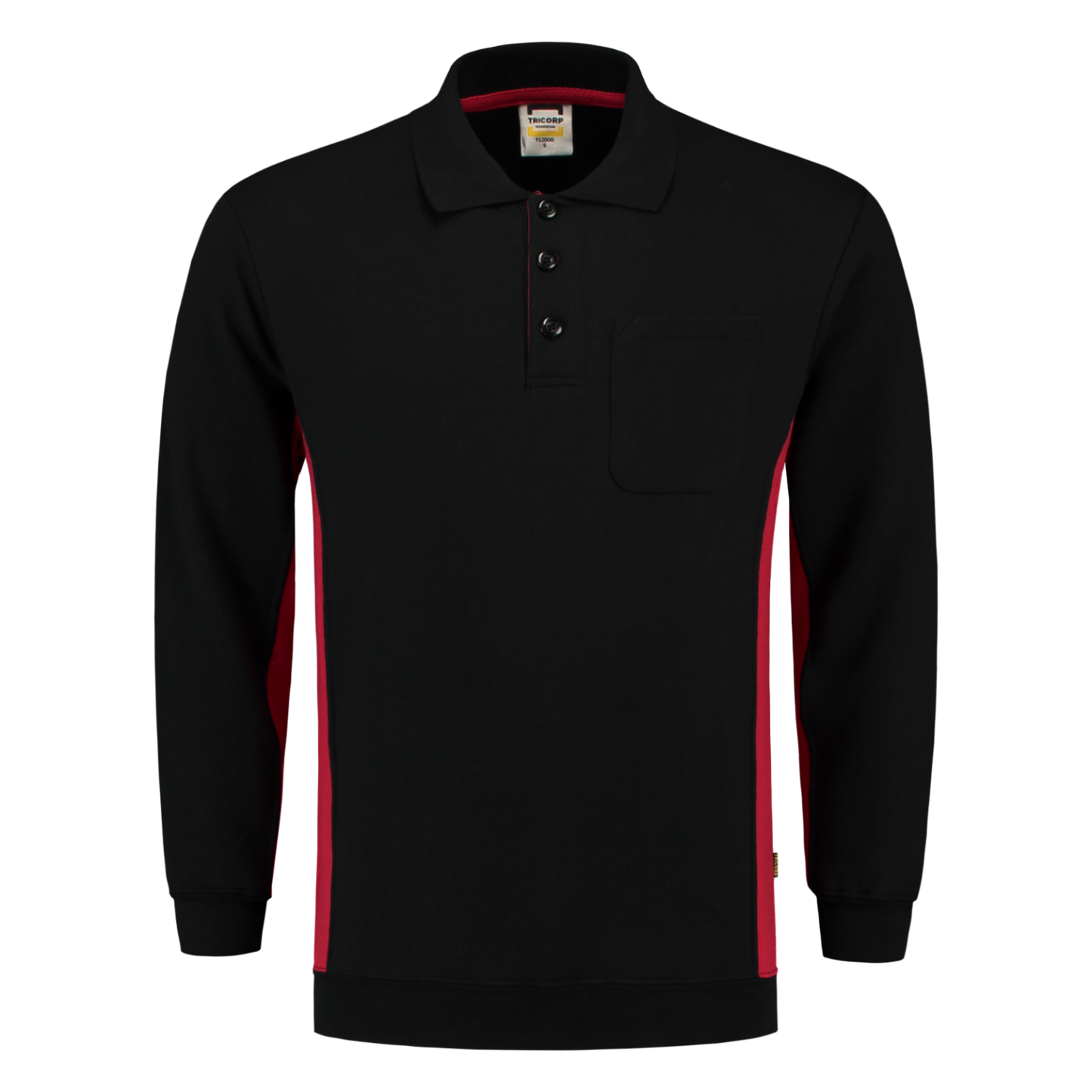 Tricorp Workwear Polosweaters 302001-TS2000 zwart-rood(blackred)