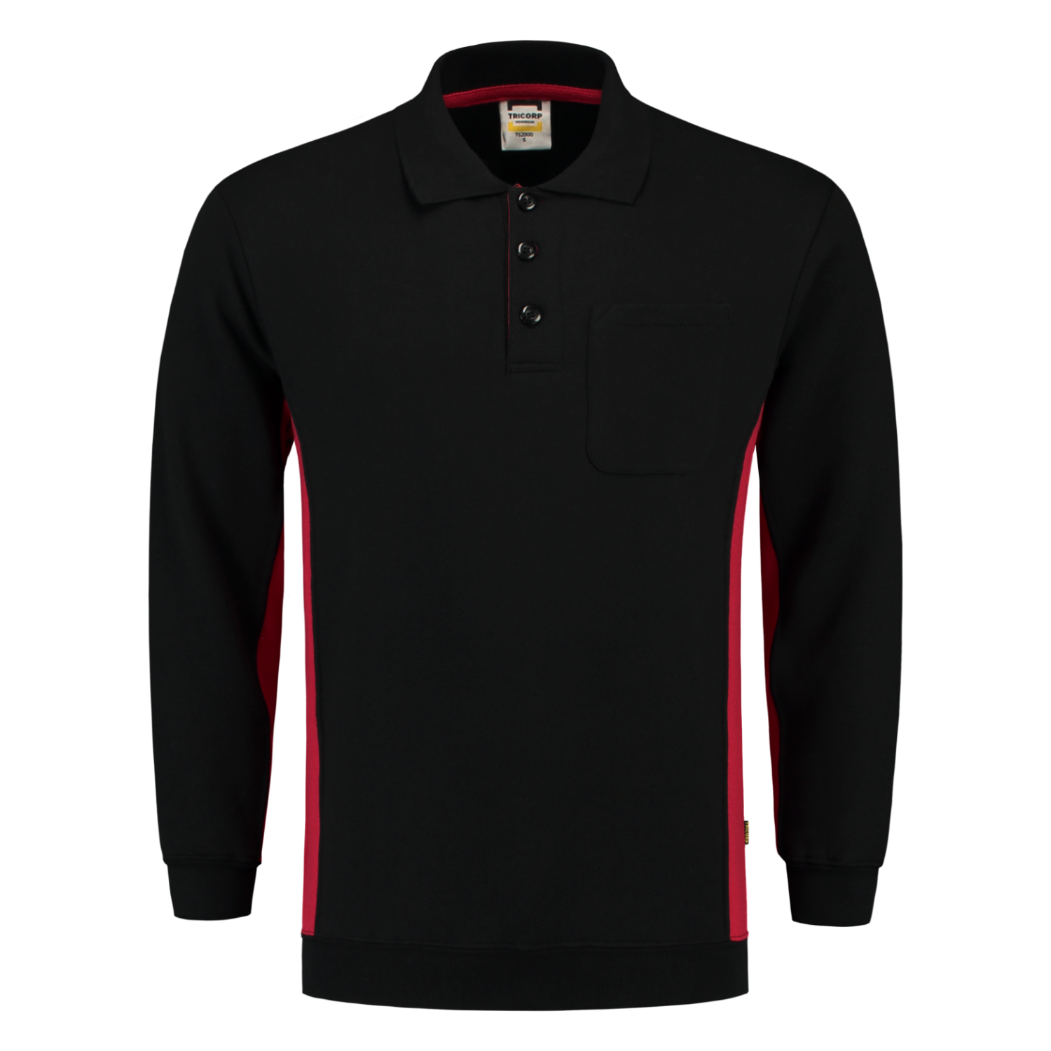 Tricorp Workwear Polosweaters 302001-TS2000 zwart-rood(blackred)