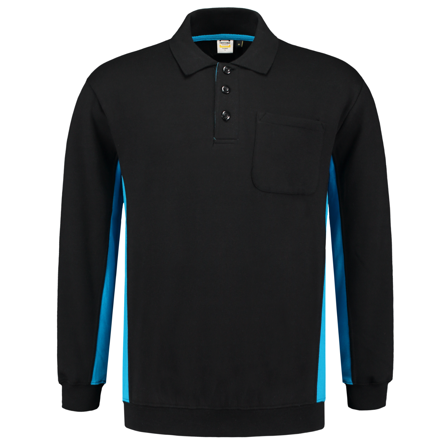Tricorp Workwear Polosweaters 302001-TS2000 zwart-turkoois(blackturquoise)