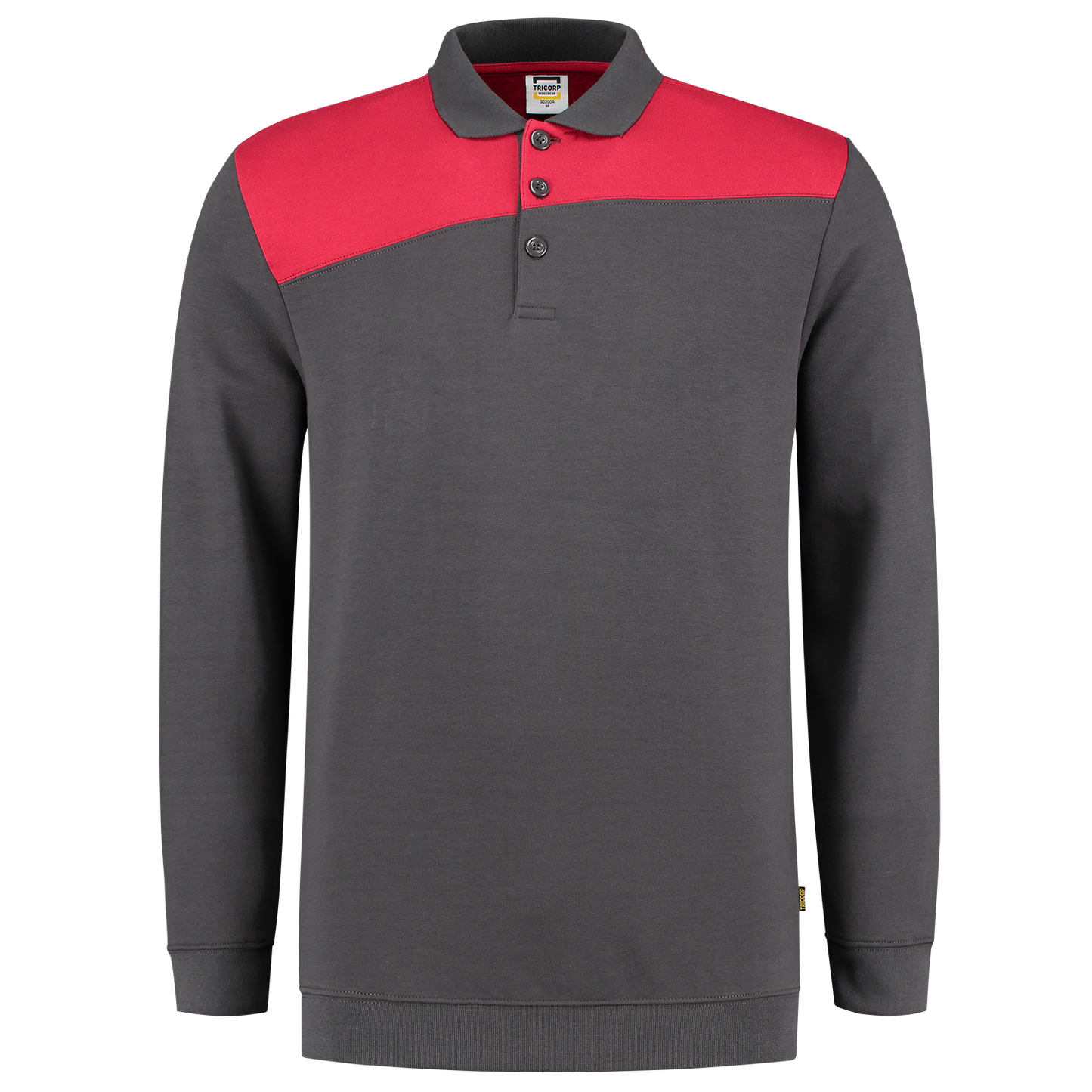 Tricorp Workwear Polosweaters 302004 dronkergrijs-rood(darkgreyred)