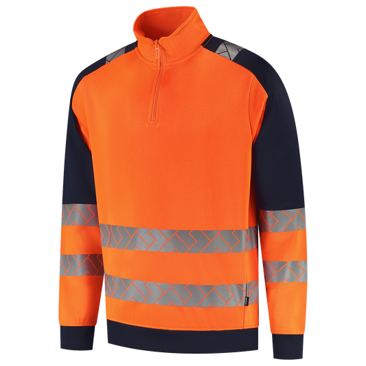 Tricorp Workwear High Vis Redefined Zip Sweaters HiVis 306106 fluo oranje-inktblauw(fluororangeink)