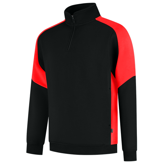 Tricorp Workwear Bicolor Redefined Zipsweaters 306111 zwart-fel rood(blackbrightred)