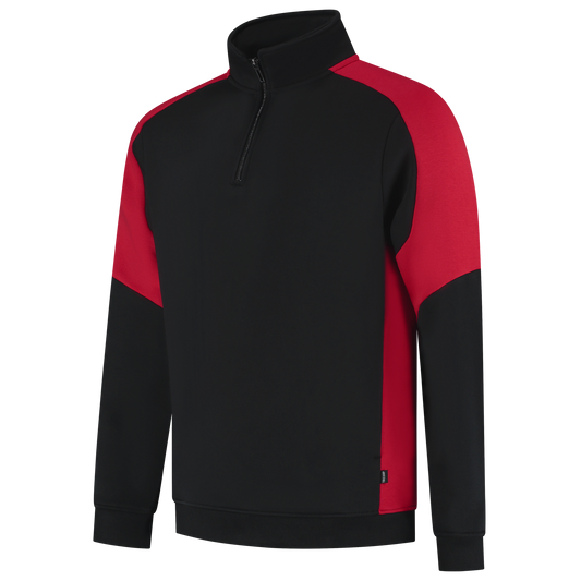 Tricorp Workwear Bicolor Redefined Zipsweaters 306111 zwart-fel rood(blackbrightred)