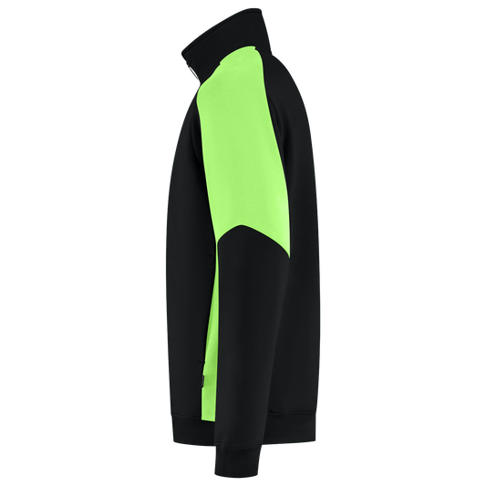 Tricorp Workwear Bicolor Redefined Zipsweaters 306111 zwart-limoengroen(blacklime)