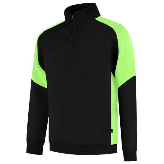 Tricorp Workwear Bicolor Redefined Zipsweaters 306111 zwart-limoengroen(blacklime)