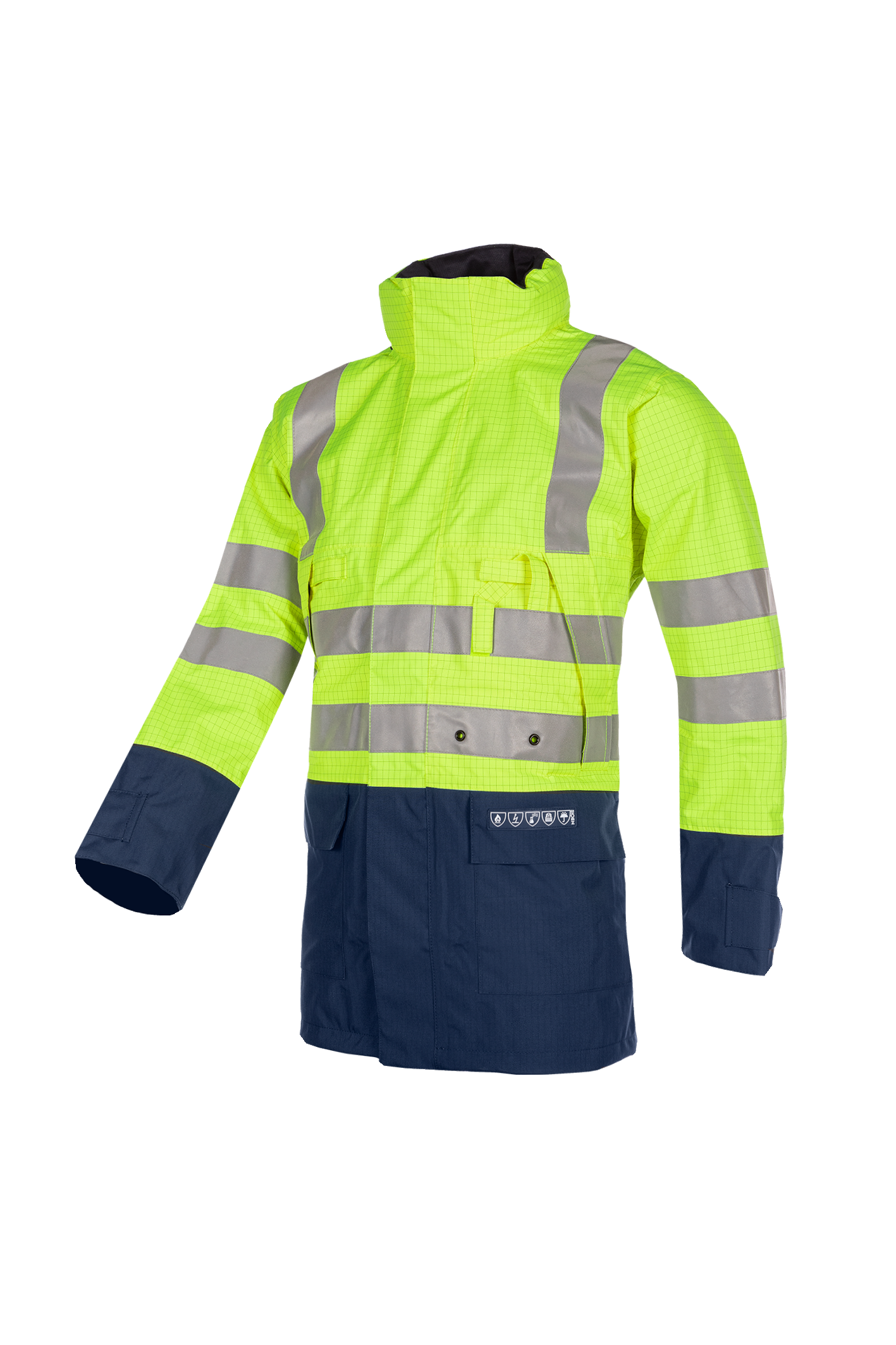 Sioen parka Winseler multinorm fluo geel-marine