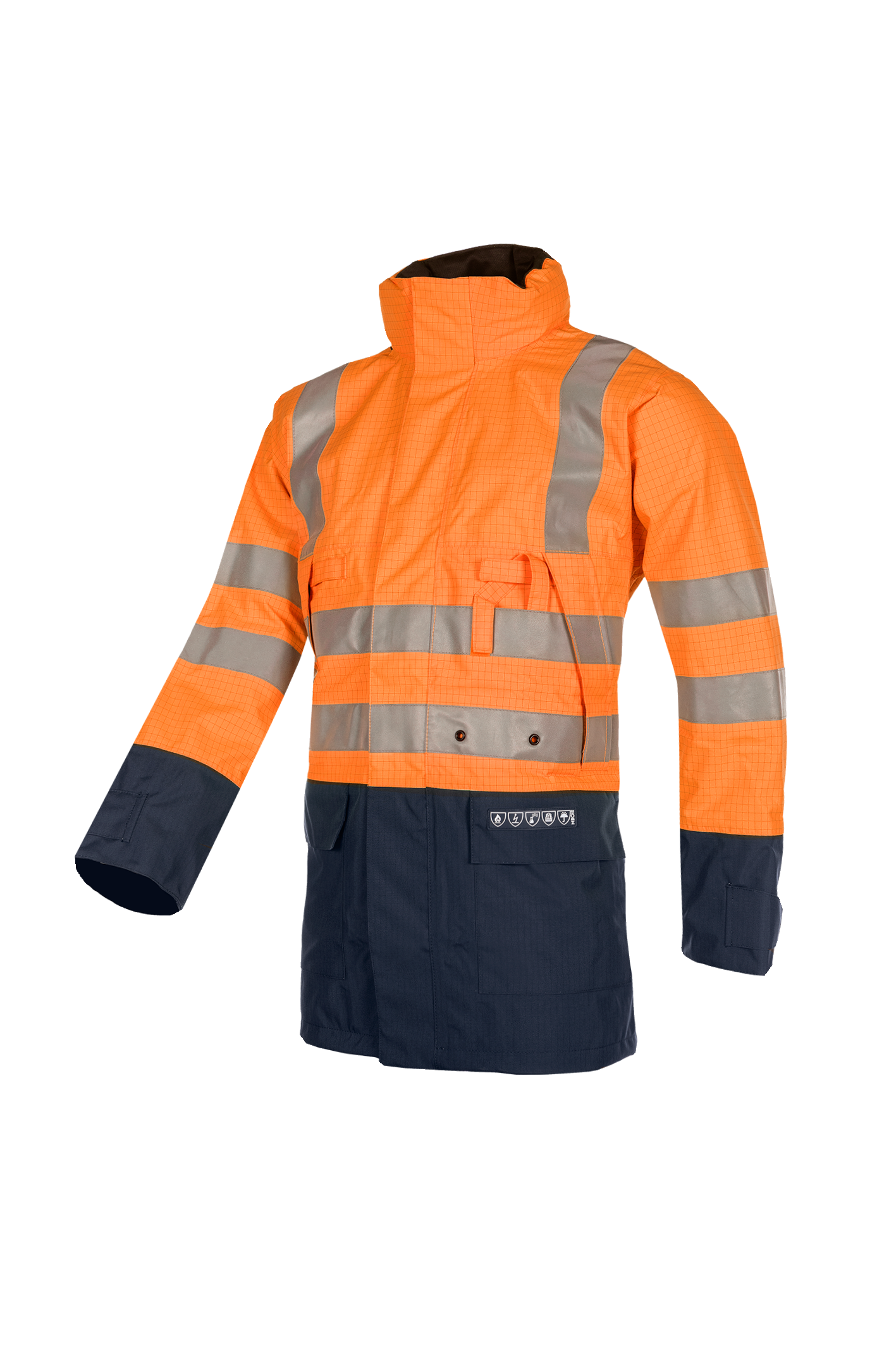 Sioen parka Winseler multinorm fluo oranje-marineblauw