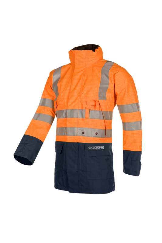 Sioen parka Winseler multinorm fluo oranje-marineblauw