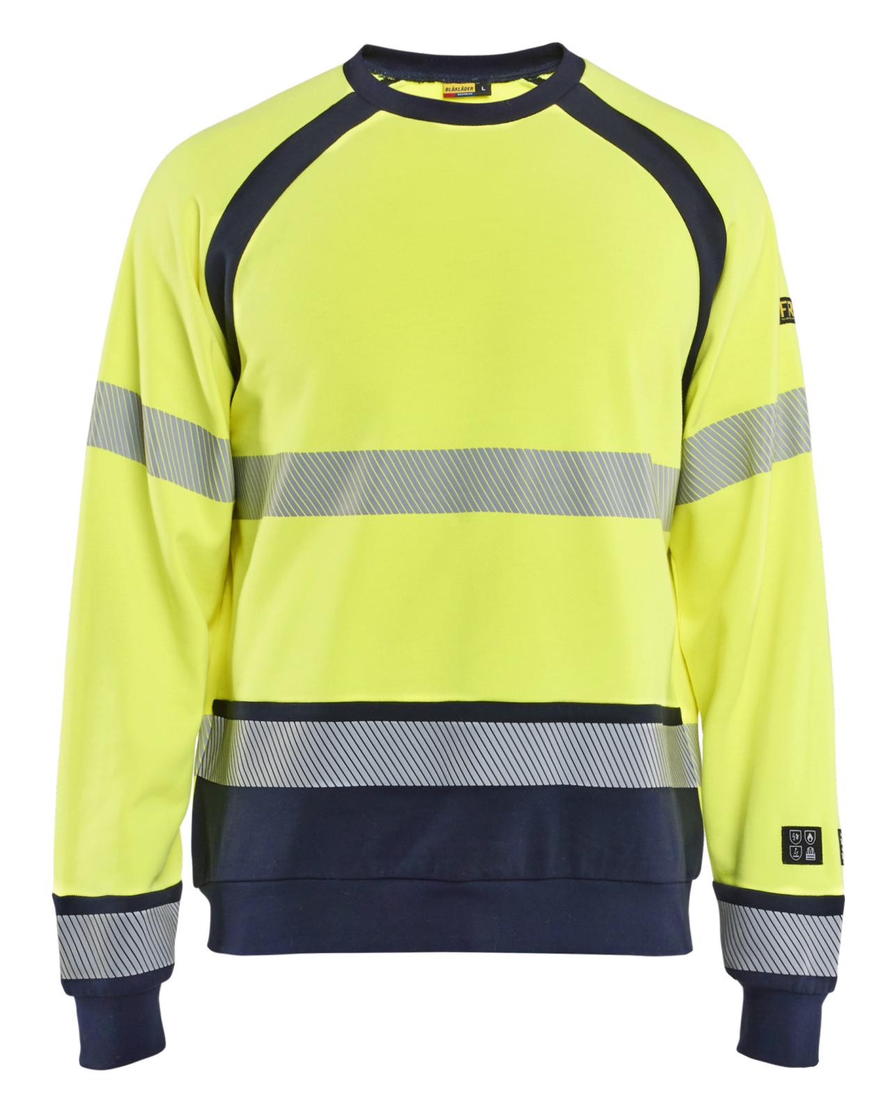 Blaklader Vlamvertragend Multinorm Sweatshirt 30881762 HiVis fluo geel-marineblauw(3389)