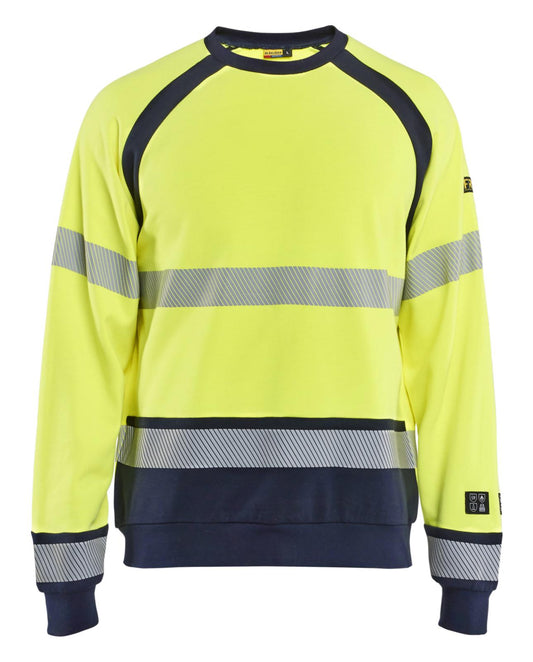Blaklader Vlamvertragend Multinorm Sweatshirt 30881762 HiVis fluo geel-marineblauw(3389)