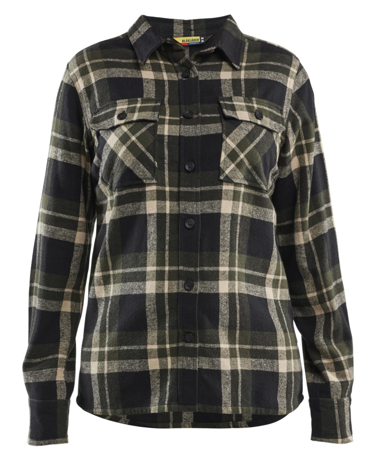 Blaklader Profiel Dames Overhemd 32181168 Flanel donker herfstgroen-zwart(4298)