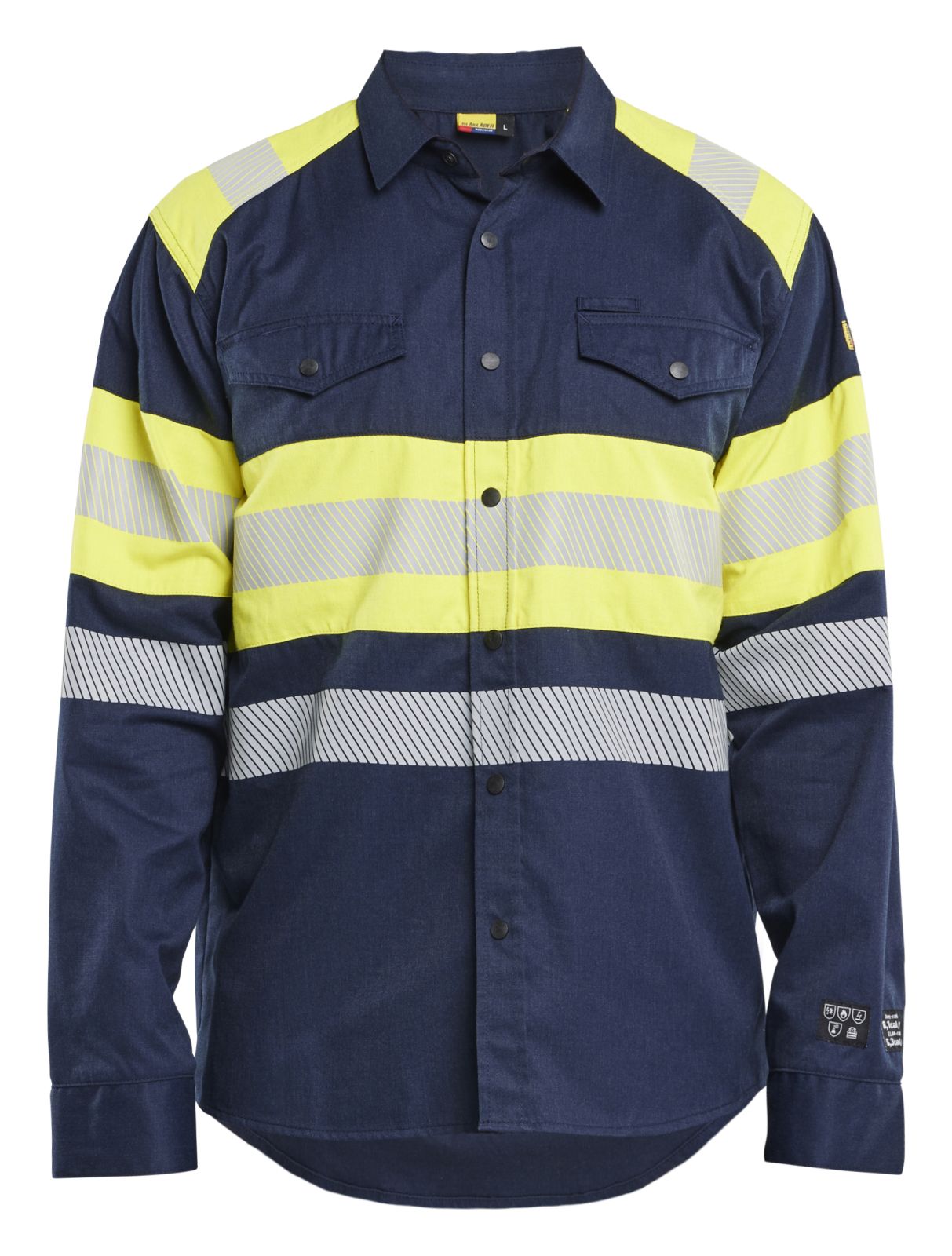 Blaklader shirts/hemden 32291517 marineblauw-fluo geel(8933)