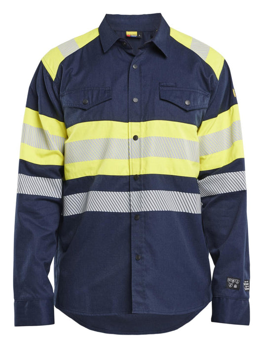 Blaklader shirts/hemden 32291517 marineblauw-fluo geel(8933)
