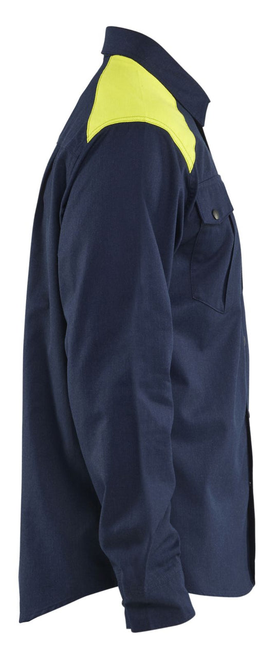 Blaklader Vlamvertragend Multinorm Overhemd 32381517 vlamvertragend HiVis chemische spatten metaalvrij marineblauw-fluo geel(8933)
