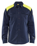 Blaklader Vlamvertragend Multinorm Overhemd 32381517 vlamvertragend HiVis chemische spatten metaalvrij marineblauw-fluo geel(8933)