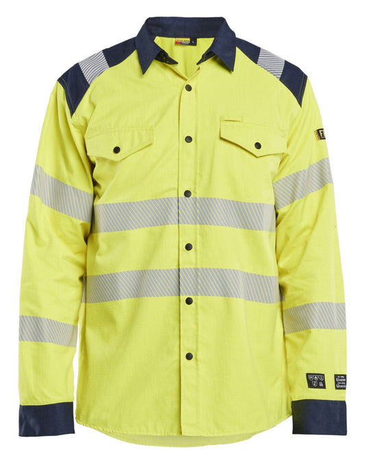 Blaklader Shirts 32391517 Multinorm fluo geel-marineblauw(3389)
