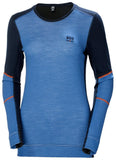 Helly Hansen Lifa Merino W Ondershirt 75209 Crewneck Thermo Gevoerd Baselayer marineblauw-steenblauw(595)