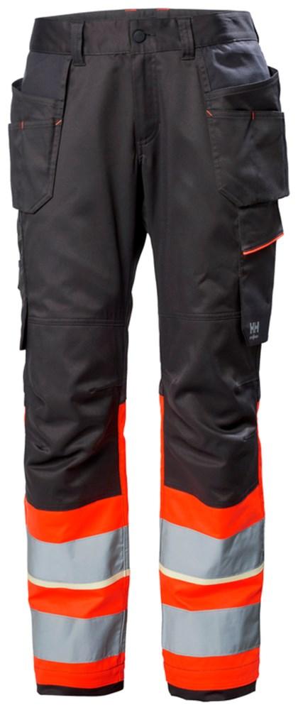 Helly Hansen UC-ME  Broeken 77511 Reflecterend Constructie bouwbroek klasse 1 HiVis fluo rood-ebbenhoutzwart(169)