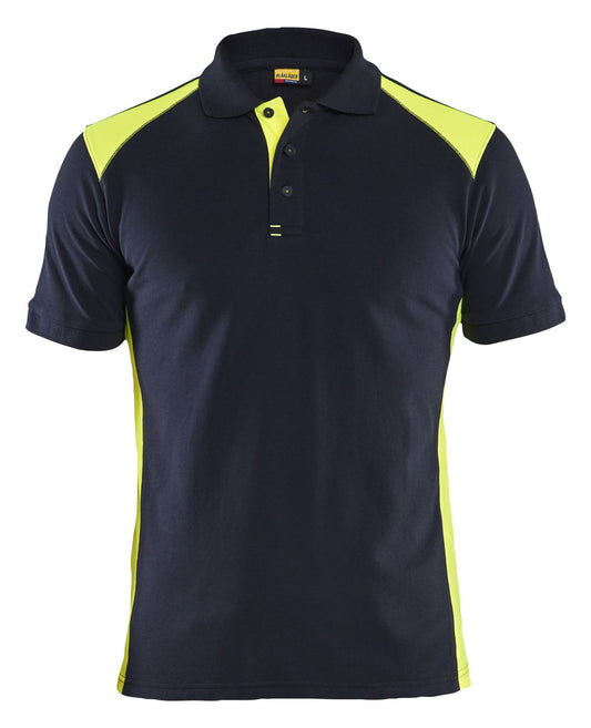 Blaklader Piqué t-shirts 33241050 donker marineblauw-fluo geel(8633)