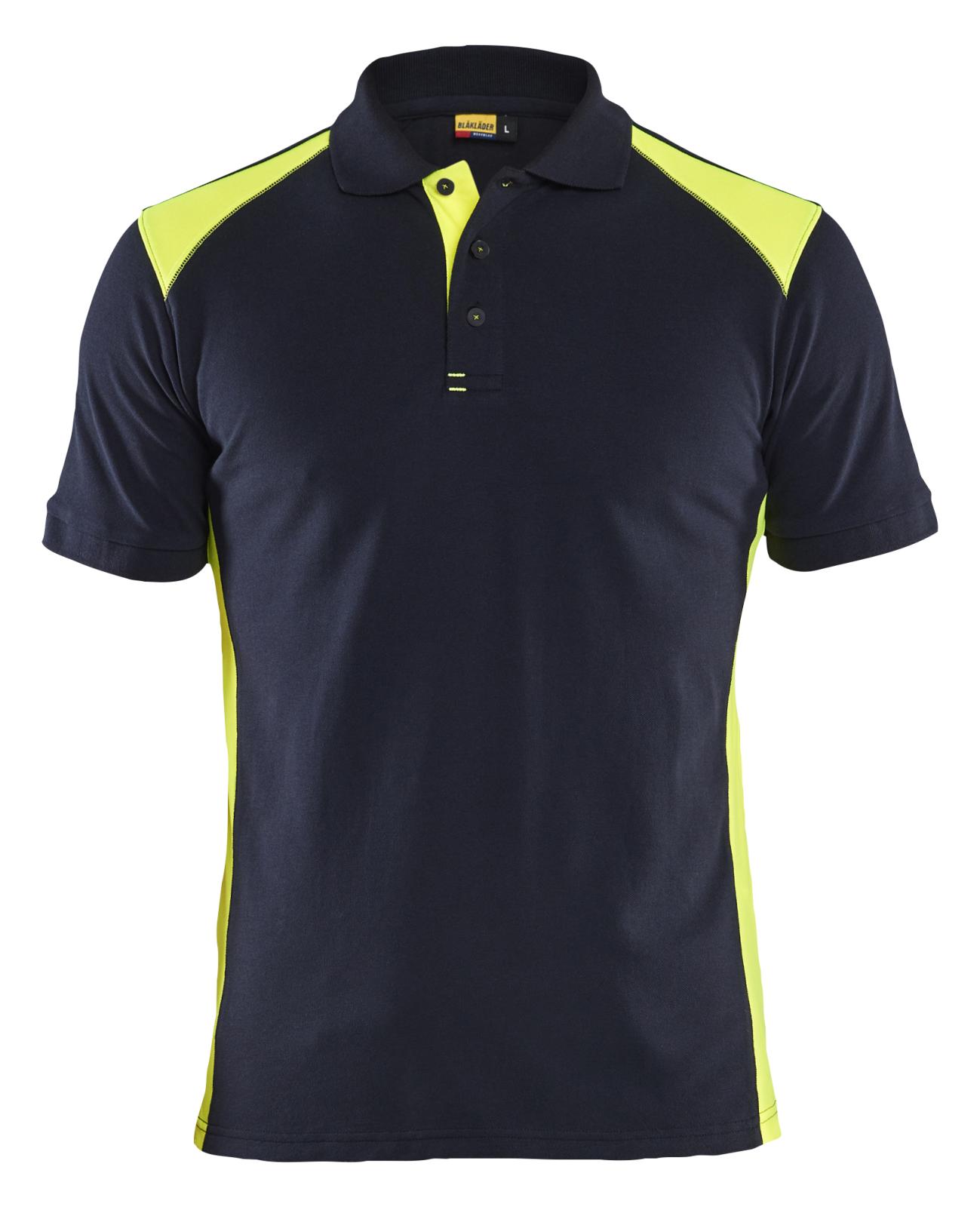 Blaklader Piqué t-shirts 33241050 donker marineblauw-fluo geel(8633)