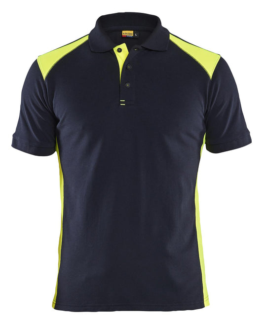 Blaklader Piqué t-shirts 33241050 donker marineblauw-fluo geel(8633)