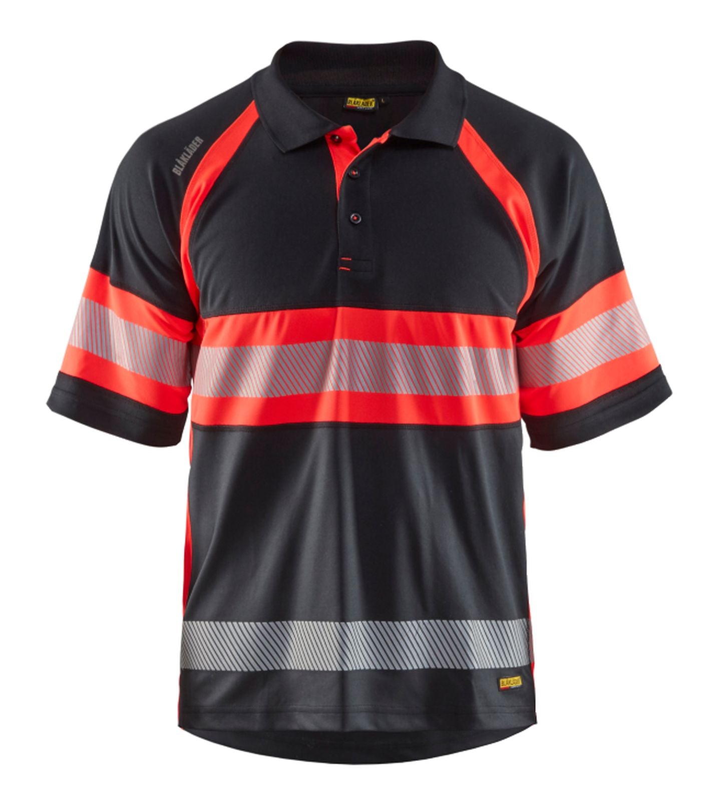Blaklader Poloshirts 33381051 HiVis zwart-fluo rood(9955)
