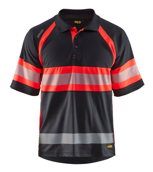 Blaklader Poloshirts 33381051 HiVis zwart-fluo rood(9955)