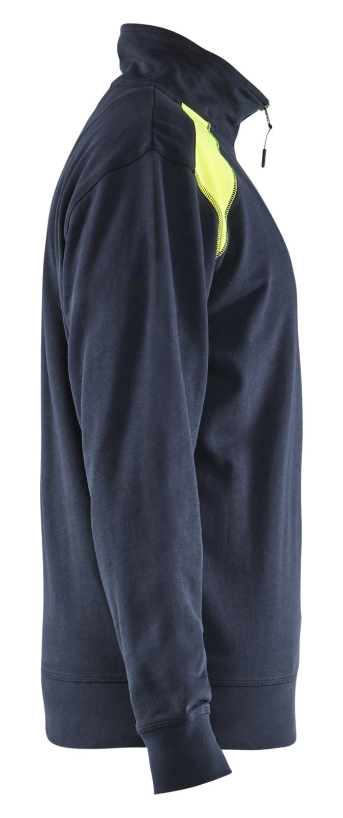 Blaklader Bi-Colour sweaters 33531158 halve rits donker marineblauw-fluo geel(8633)