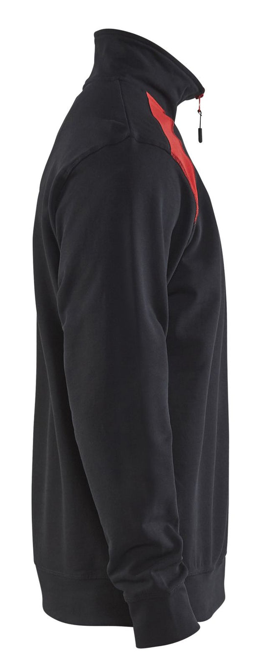 Blaklader Zipsweaters 33531158 zwart-rood(9956)