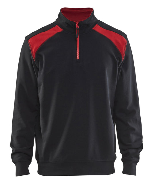 Blaklader Zipsweaters 33531158 zwart-rood(9956)