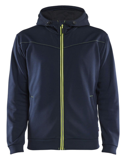Blaklader Profiel Hoodie 33632526 rits donker marineblauw-fluo geel(8633)