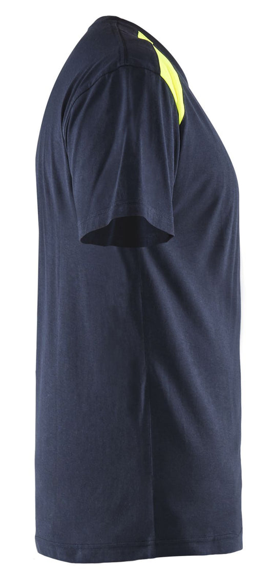 Blaklader Bi-Colour t-shirts 33791042 donker marineblauw-fluo geel(8633)