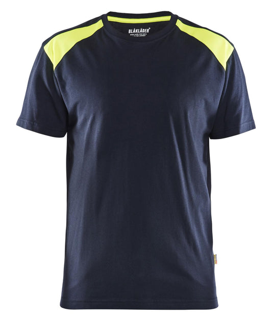 Blaklader Bi-Colour t-shirts 33791042 donker marineblauw-fluo geel(8633)