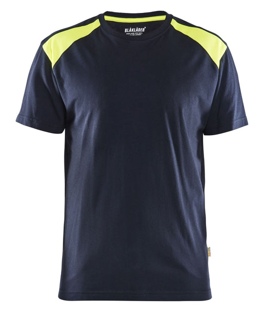 Blaklader Bi-Colour t-shirts 33791042 donker marineblauw-fluo geel(8633)