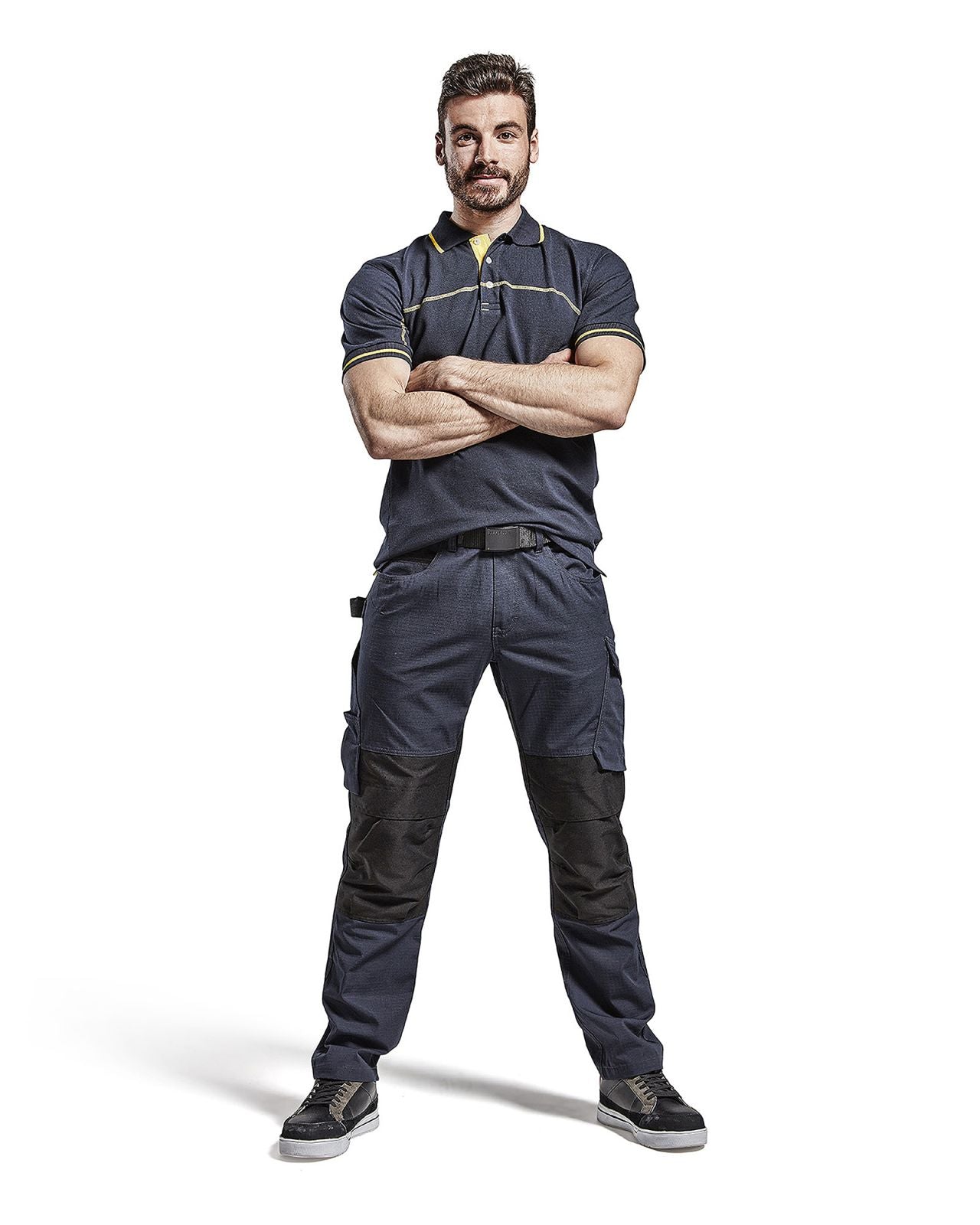 Blaklader Poloshirts 33891050 donkerblauw-geel(8635)