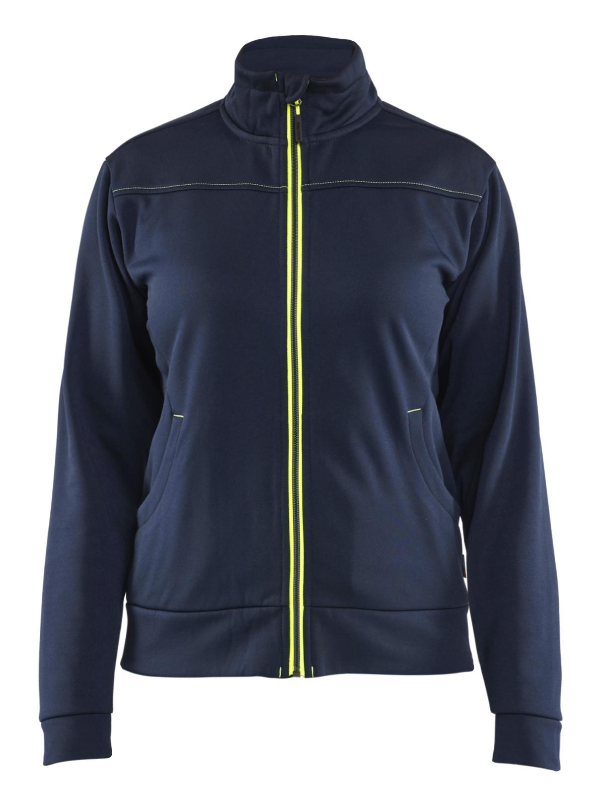Blaklader Service Dames Sweaters 33942526 rits donker marineblauw-fluo geel(8633)