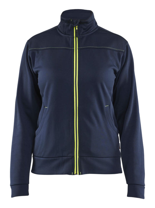 Blaklader Service Dames Sweaters 33942526 rits donker marineblauw-fluo geel(8633)