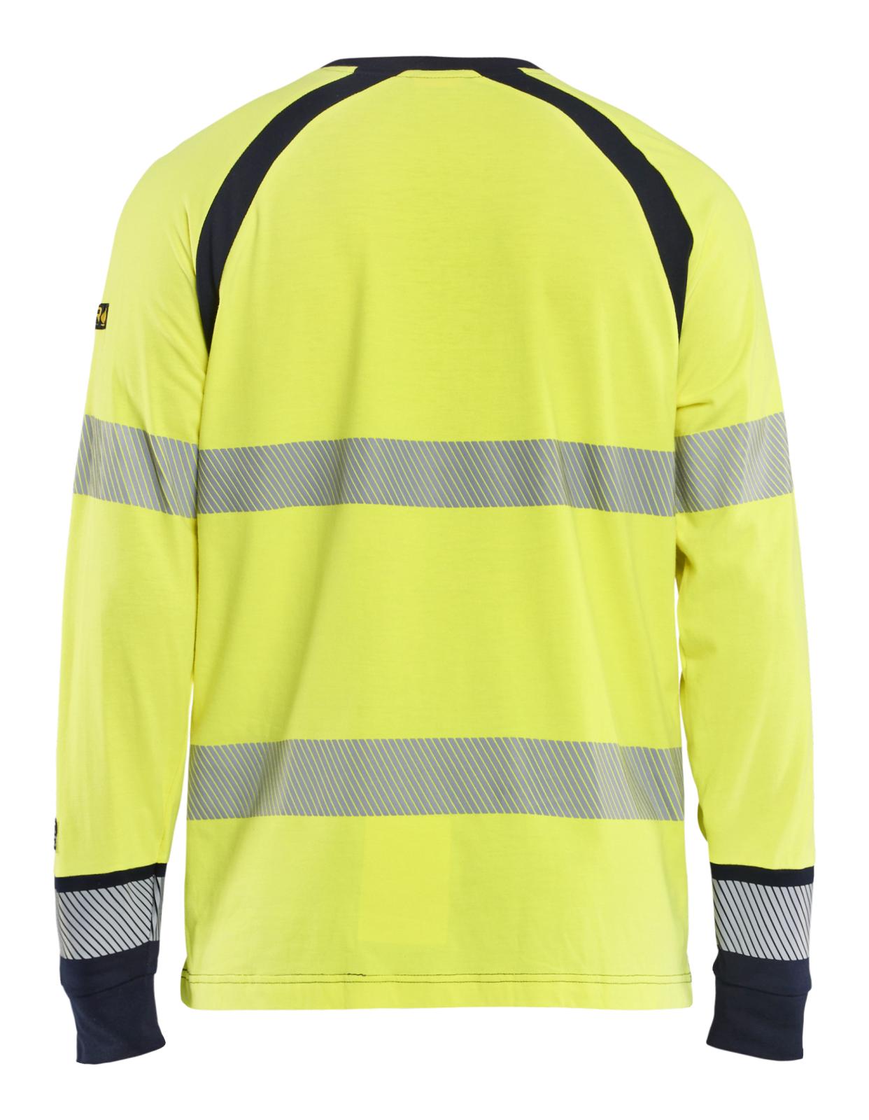 Blaklader Vlamvertragend Multinorm T-shirt 34361737 lange mouwen HiVis fluo geel-marineblauw(3389)