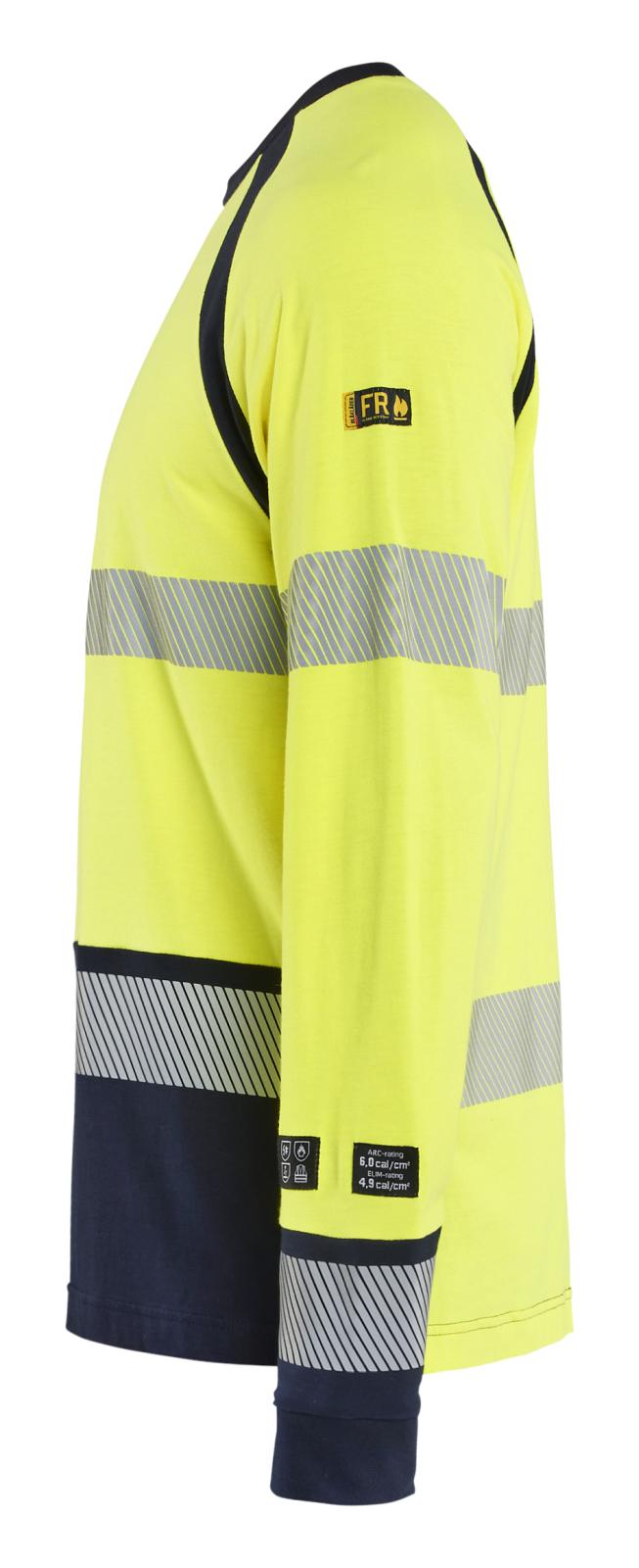 Blaklader Vlamvertragend Multinorm T-shirt 34361737 lange mouwen HiVis fluo geel-marineblauw(3389)