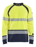 Blaklader Vlamvertragend Multinorm T-shirt 34361737 lange mouwen HiVis fluo geel-marineblauw(3389)