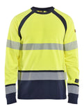 Blaklader Vlamvertragend Multinorm T-shirt 34361737 lange mouwen HiVis fluo geel-marineblauw(3389)